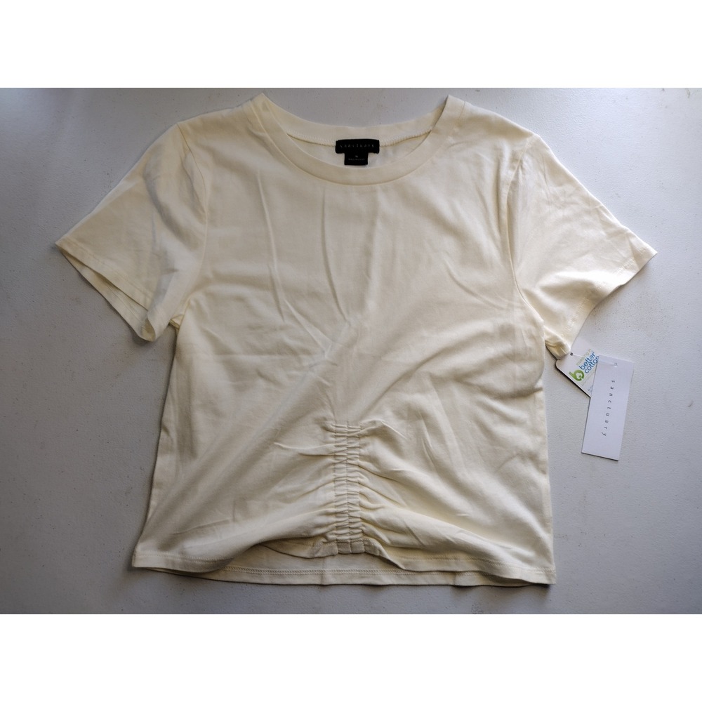 Sanctuary Girls Cream‎ Ruched Front Short Sleeve T-Shirt Size 16 NWT